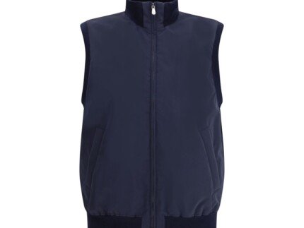 Brunello Cucinelli Blue Polyester Sleveless Jacket