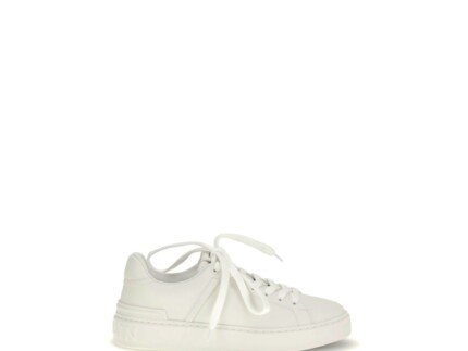 Balmain White Calf Leather Bos Taurus Low Top Sneakers