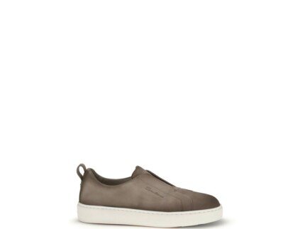 Santoni Beige Calf Leather Bos Taurus Low Top Sneakers