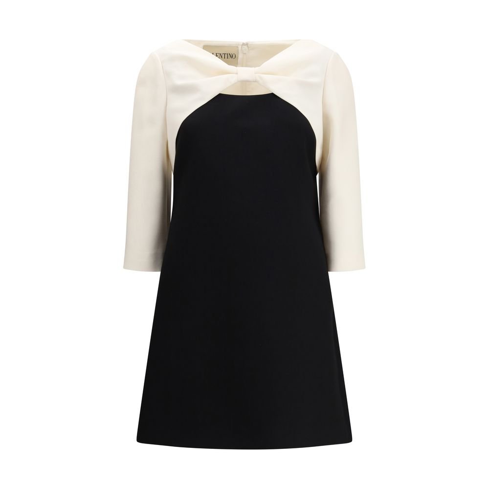 10077820.jpeg Valentino Black Fleece Wool Cocktail Dress - Image 1