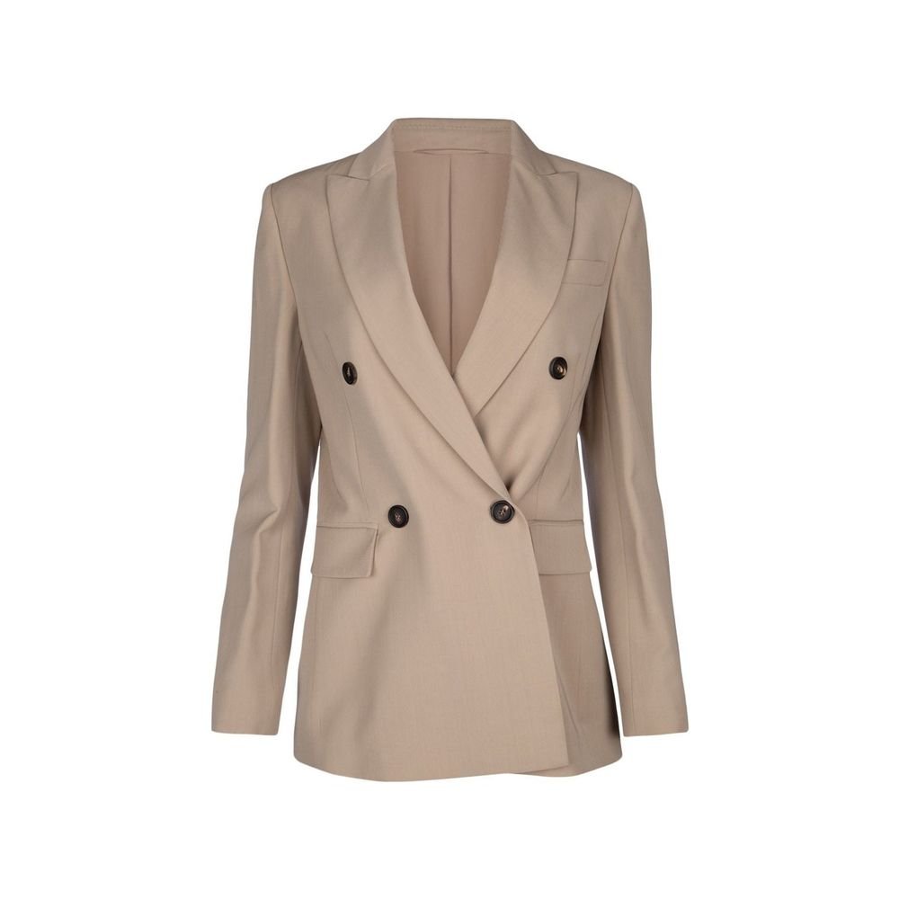 10087121.jpeg Brunello Cucinelli Beige Virgin Wool Coat - Image 1
