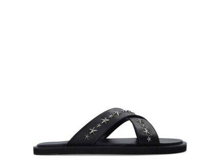 Jimmy Choo Black Calfskin Strap-On Sandals