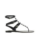 Valentino Garavani Black Calfskin Flat Sandals