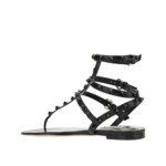 Valentino Garavani Black Calfskin Flat Sandals - Image 3