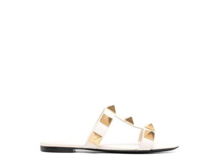 Valentino Garavani White Calfskin Flat Sandals