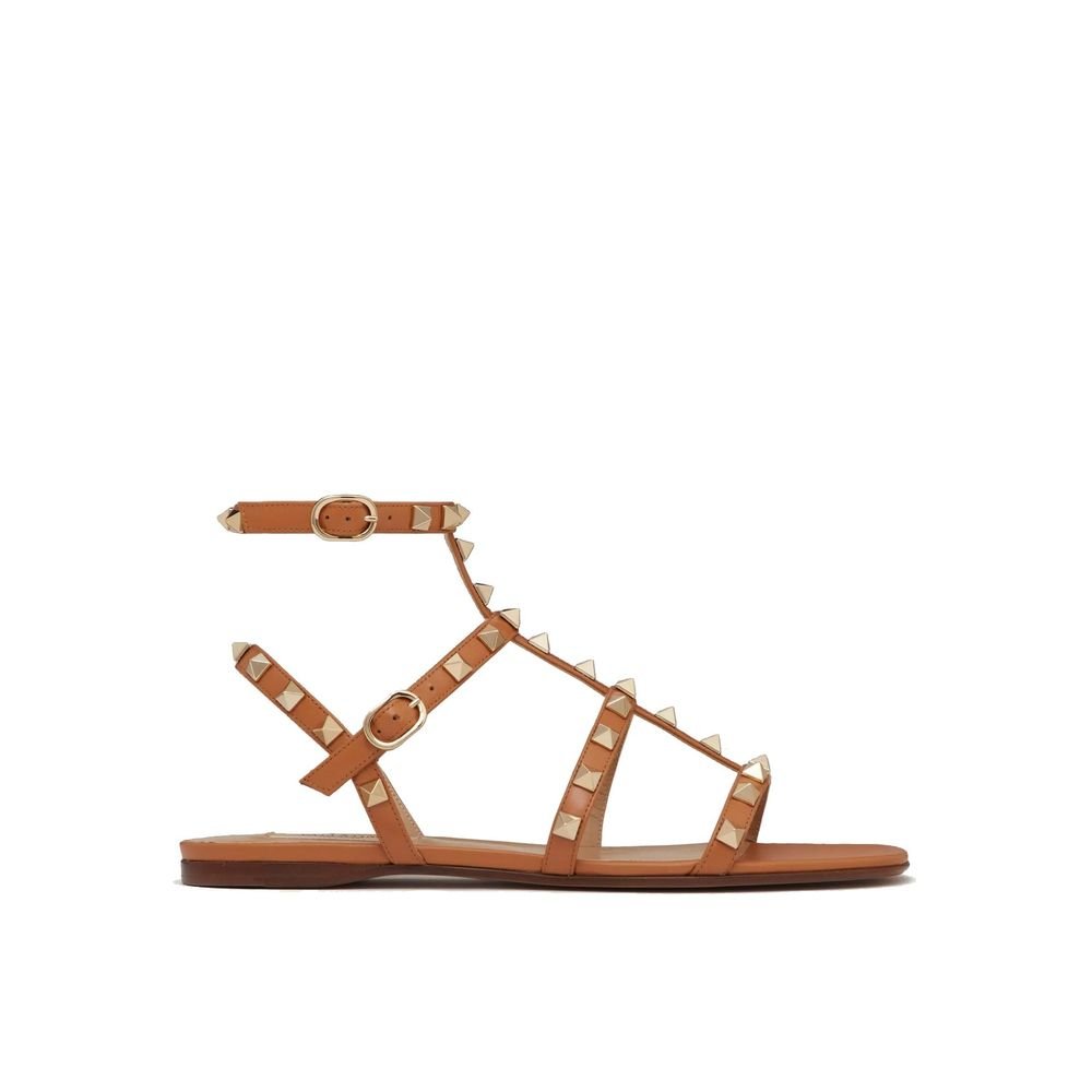 10087796.jpeg Valentino Garavani Brown Leather Strap-On Sandals - Image 1