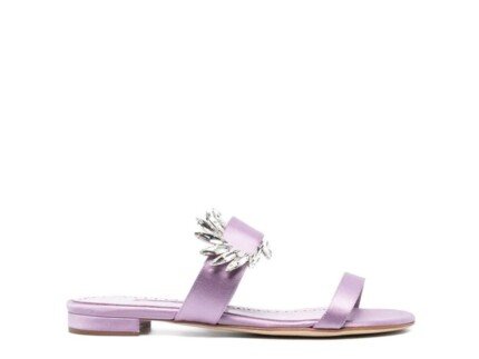Manolo Blahnik Purple Silk Slippers