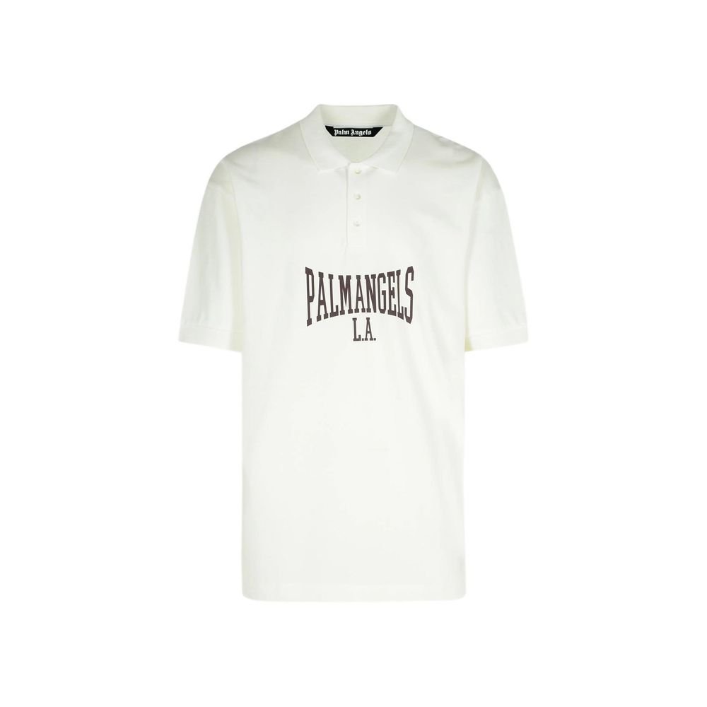 10088972.jpeg Palm Angels White Cotton Polo Shirt - Image 1