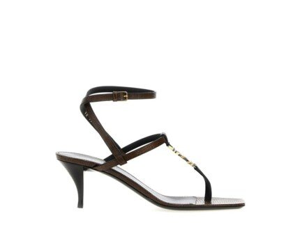 Saint Laurent Brown Calfskin Stiletto Heel Sandals
