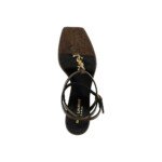 Saint Laurent Brown Calfskin Stiletto Heel Sandals - Image 4