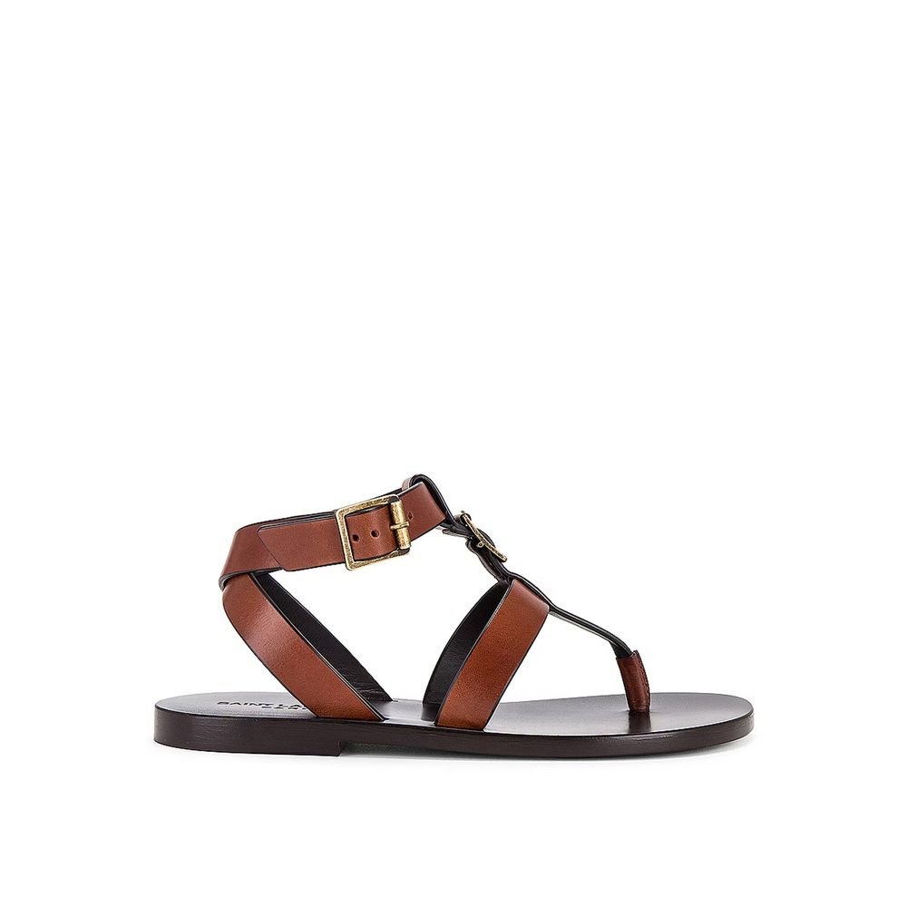 10090674.jpeg Saint Laurent Brown Calfskin Flip-Flop Sandals - Image 1