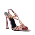 Saint Laurent Multicolor Calfskin Stiletto Heel Sandals - Image 2