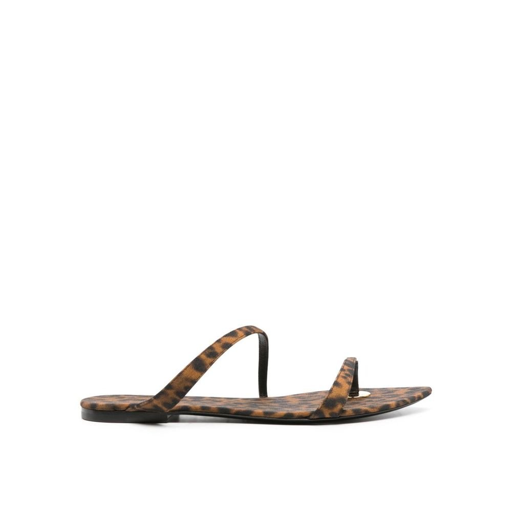 10090749.jpeg Saint Laurent Brown Fabric Flat Sandals - Image 1