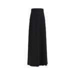 Valentino Black Silk Long Skirt