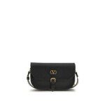 Valentino Garavani Black Calf Leather Bos Taurus Shoulder Bag