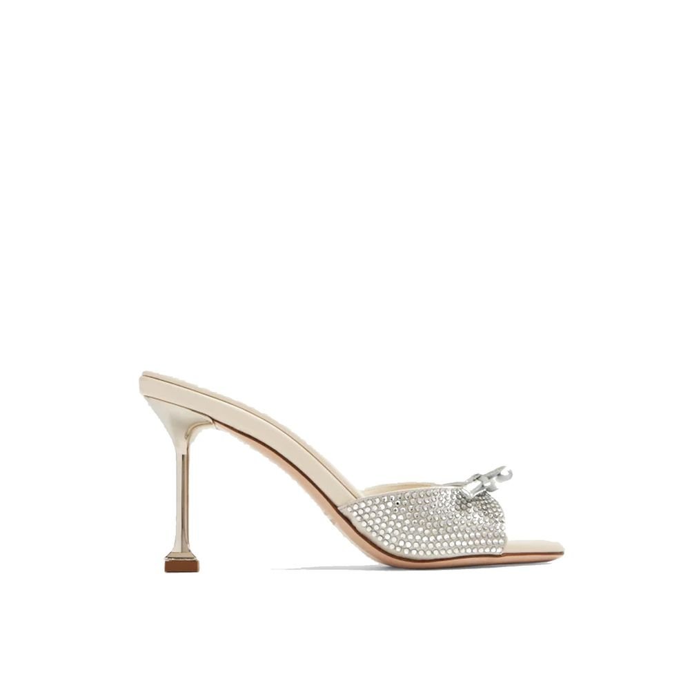 10101299.jpeg Miu Miu Silver Silk Mules - Image 1