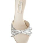 Miu Miu Silver Silk Mules - Image 3