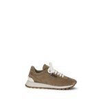 Brunello Cucinelli Beige Calf Leather Bos Taurus Platform Sneakers