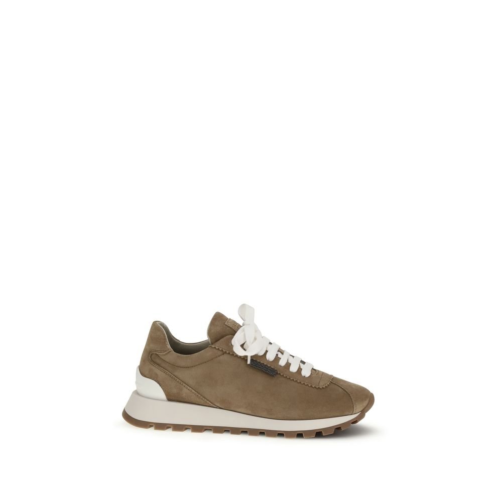 10155665.jpeg Brunello Cucinelli Beige Calf Leather Bos Taurus Platform Sneakers - Image 1
