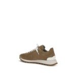 Brunello Cucinelli Beige Calf Leather Bos Taurus Platform Sneakers - Image 3