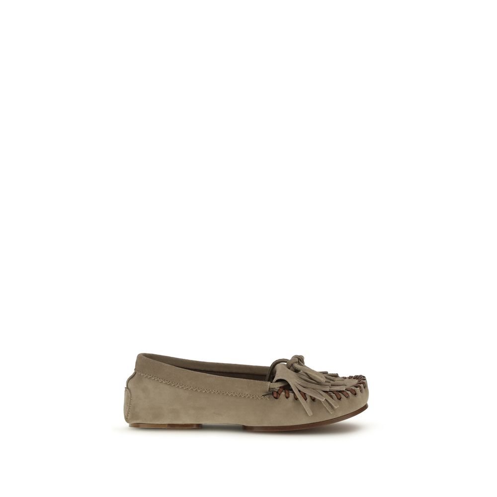10155740.jpeg Paris Texas Gray Calf Leather Bos Taurus Moccassin - Image 1