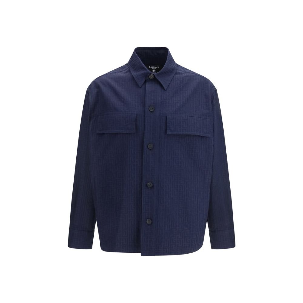 10158685.jpeg Balmain Blue Cotton Coat - Image 1