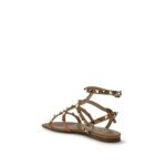 Valentino Garavani Beige Calf Leather Bos Taurus Flat Sandals - Image 3