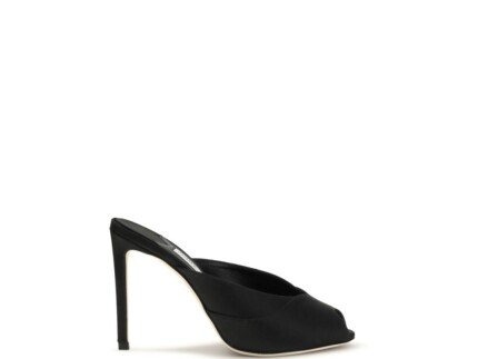 Jimmy Choo Black Calf Leather Bos Taurus Stiletto Heel Sandals