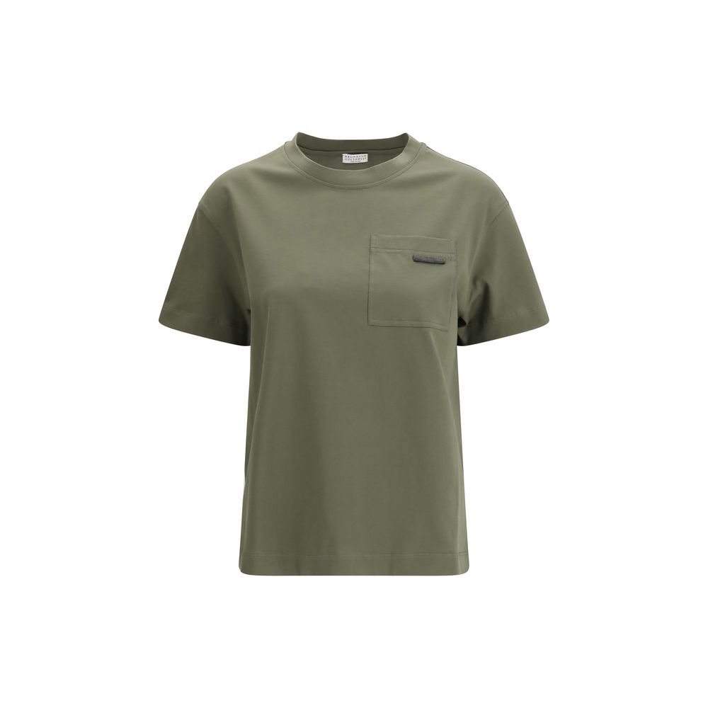 10203497.jpeg Brunello Cucinelli Bicolor Cotton T-Shirt - Image 1