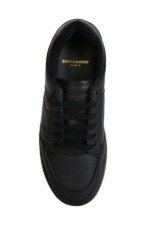 Saint Laurent Black Calf Leather Low Top Sneakers - Image 4