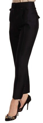 Dsquared² Black Button Embellished Cropped High Waist Pants - Image 2