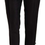Dsquared² Black Button Embellished Cropped High Waist Pants