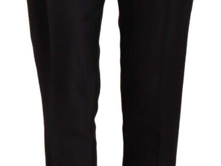 Dsquared² Black Button Embellished Cropped High Waist Pants