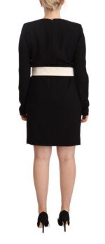Givenchy Black Wool Long Sleeves Belted Mini Sheath Dress - Image 3