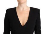 Dsquared² Black Long Sleeves Deep V-neck Mini Sheath Dress - Image 4