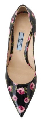 Prada Black Leather Floral Heels Stilettos Pumps - Image 5