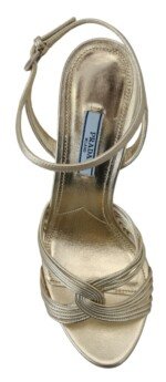 Prada Gold Leather Sandals Ankle Strap Heels Stiletto Sandal - Image 3