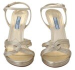 Prada Gold Leather Sandals Ankle Strap Heels Stiletto Sandal - Image 4