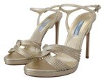 Prada Gold Leather Sandals Ankle Strap Heels Stiletto Sandal - Image 5