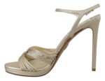 Prada Gold Leather Sandals Ankle Strap Heels Stiletto Sandal - Image 7