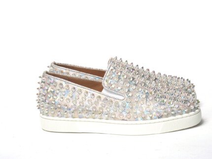 Christian Louboutin White Ab/Clear Ab Roller Boat Woman Flat Sneaker