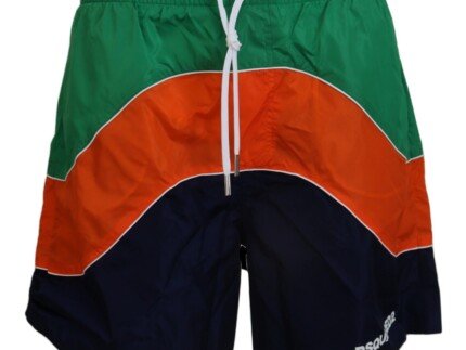 Dsquared² Multicolor Logo Print Men Beachwear Swimwear Short