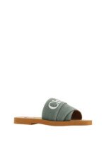 Chloé Forest Green Cotton Slides Woody Sandals - Image 2