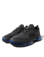 Prada Black Blue Rubber Knit Slip On Low Top Sneakers Shoes - Image 3
