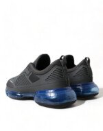 Prada Black Blue Rubber Knit Slip On Low Top Sneakers Shoes - Image 4