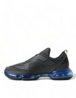 Prada Black Blue Rubber Knit Slip On Low Top Sneakers Shoes - Image 5
