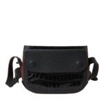 Balenciaga Black Exotic Leather Shoulder Crossbody Camera Bag