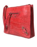 Balenciaga Red Exotic Skin Leather Classic Pouch Purse Wristlet Bag - Image 2