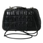 Balenciaga Black Exotic Skin Leather Shoulder Crossbody Box Clutch Bag