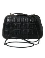 Balenciaga Black Exotic Skin Leather Shoulder Crossbody Box Clutch Bag